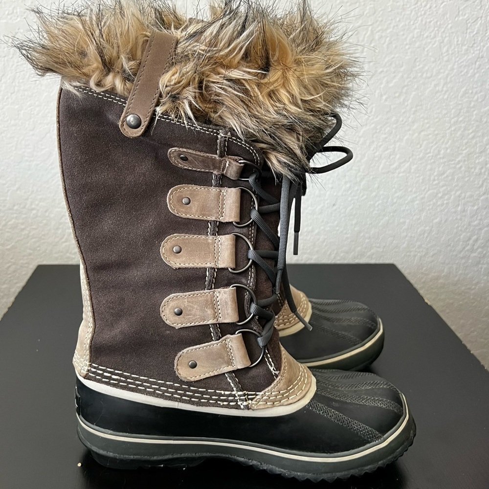 Sorel Joan of Arctic Suede Mid-Calf Brown Lace-Up Boots Size:8 🥾 - Picture 3 of 11